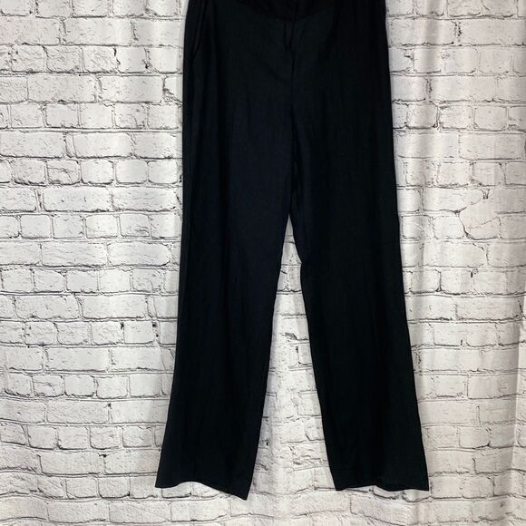 Talbots Signature Linen Wide  Leg Trousers‎ Black 4 New - Picture 4 of 10